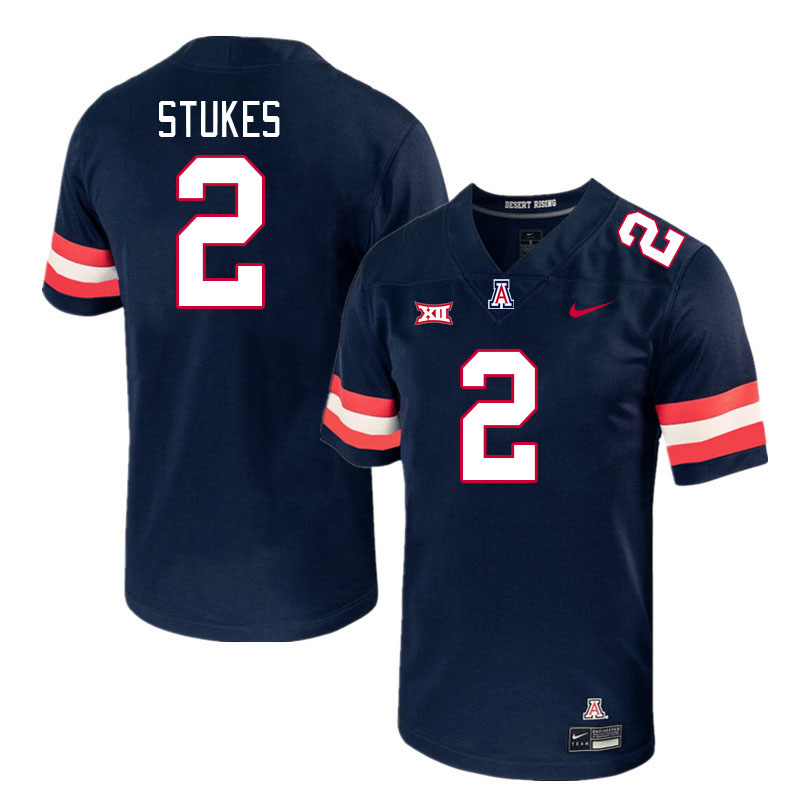 Men #2 Treydan Stukes Arizona Wildcats Big 12 Conference College Football Jerseys Stitched-Navy